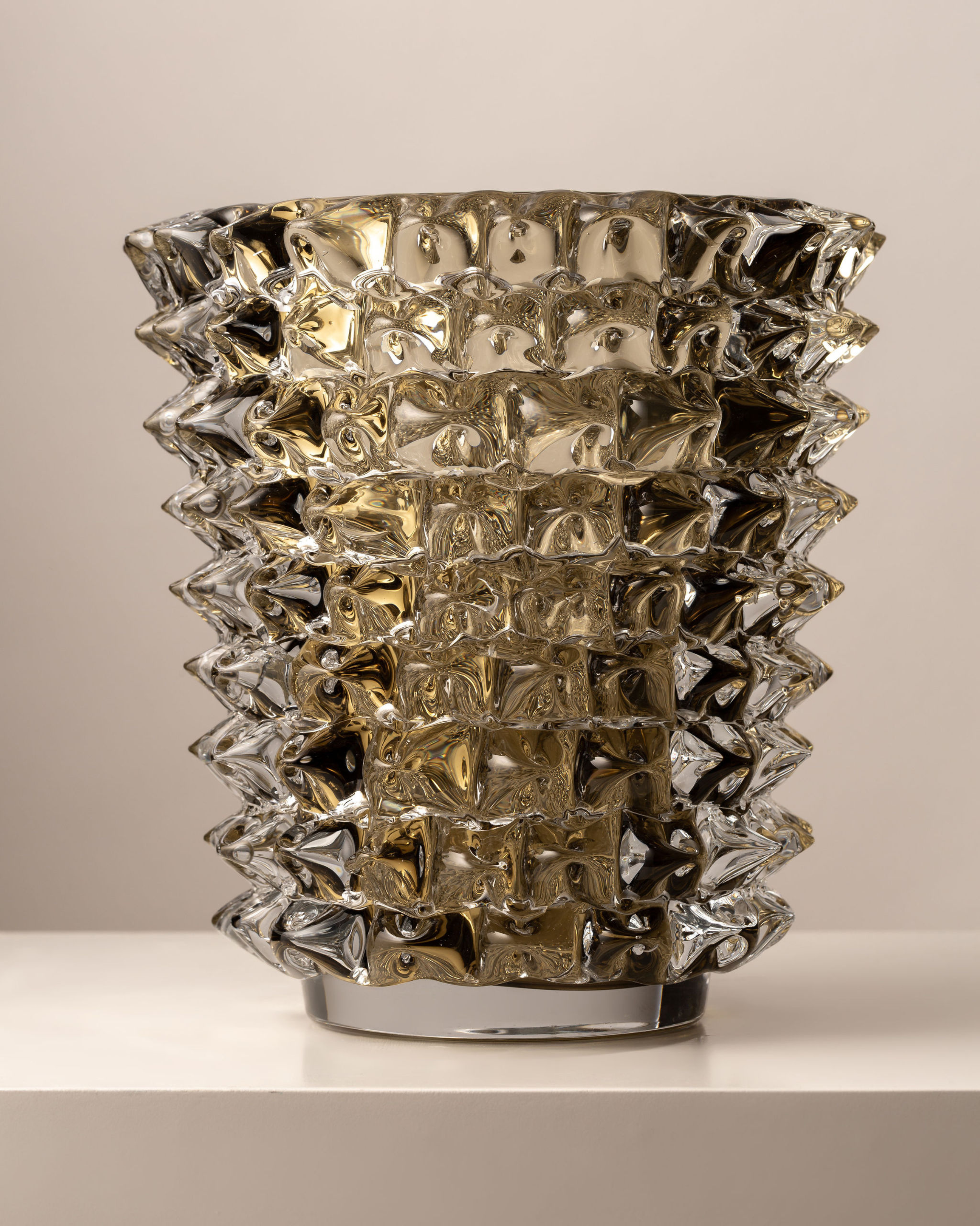 Sculptural Fiore Vase in smoke glass, Murano-style design for modern interiors