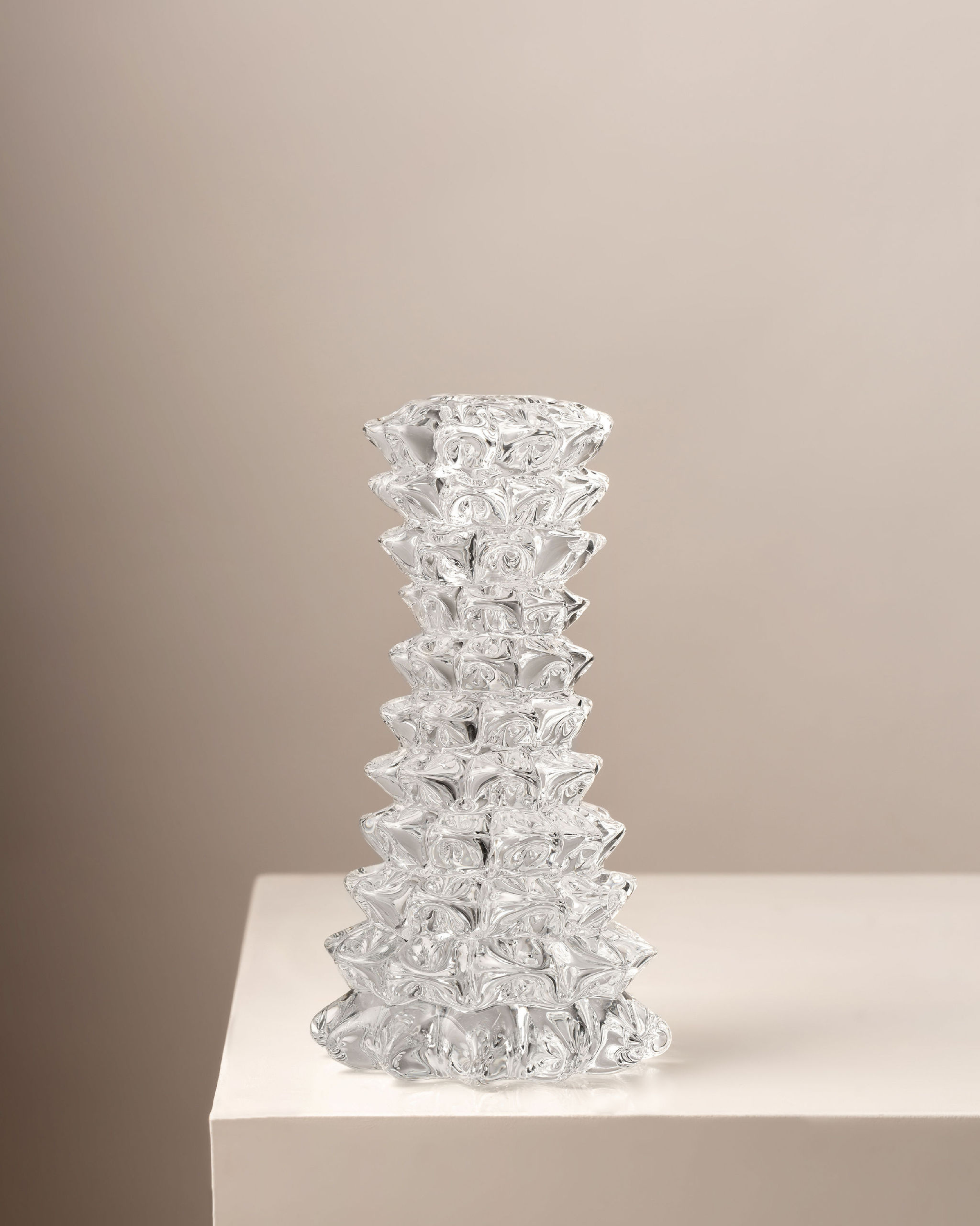 Close-up of the FIAMMA Candle Stick, handblown glass in unique design